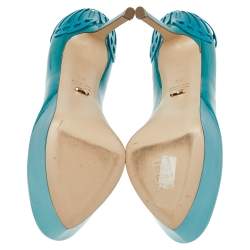 Sergio Rossi Green Patent Leather Butterfly Plaque Platform Pumps Size 36