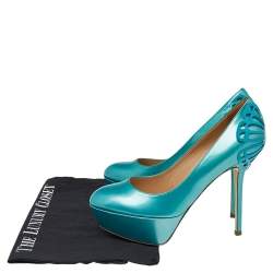 Sergio Rossi Green Patent Leather Butterfly Plaque Platform Pumps Size 36