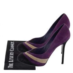 Sergio Rossi Tricolor Suede V Neck Pumps Size 39.5
