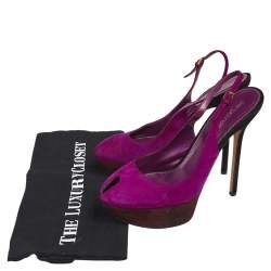 Pre Owned صندل سيرجيو روسي سويدي بنفسجي كاشيل مقدمة مفتوحة نعل سميك بحزام للكاحل مقاس 37.5