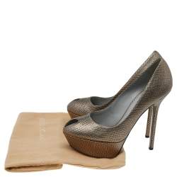 Pre Owned حذاء كعب عالي سيرجيو روسي جلد ذهبي مقدمة مفتوحة مقاس 38.5