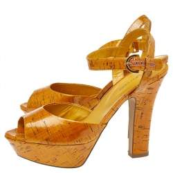 Sergio Rossi Brown Leather Platform Sandals Size 38