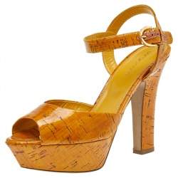 Sergio Rossi Brown Leather Platform Sandals Size 38