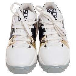 Pre Owned Sergio Rossi Tri Color Leather And Snakeskin Leather Low Top Sneakers Size 36