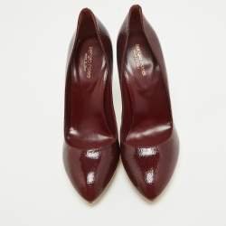 Sergio Rossi Burgundy Patent Leather Pointed Toe Pumps Size 40.5