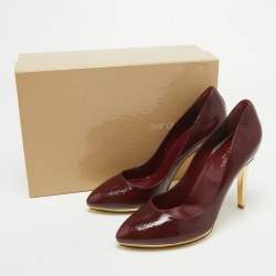 Sergio Rossi Burgundy Patent Leather Pointed Toe Pumps Size 40.5
