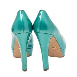 Sergio Rossi Blue Patent Leather Platform Pumps Size 36.5