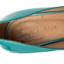 Sergio Rossi Blue Patent Leather Platform Pumps Size 36.5