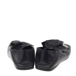 Pre Owned Sergio Rossi Black Leather Embellished Slip On Loafers Size 36
