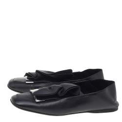 Pre Owned Sergio Rossi Black Leather Embellished Slip On Loafers Size 36