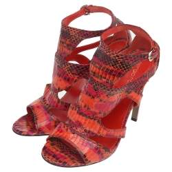 Sergio Rossi Multicolor Snakeskin Ankle Strap Sandals Size 39