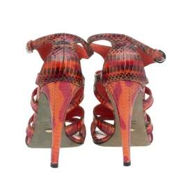 Sergio Rossi Multicolor Snakeskin Ankle Strap Sandals Size 39