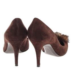 Sergio Rossi Brown Suede Embellished Pumps Size 36.5