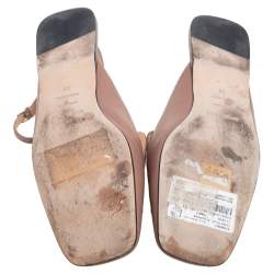 Pre Owned Sergio Rossi Beige Leather Crystal Embellished Ankle Strap Flats Size 38