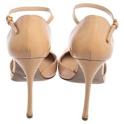 Pre Owned حذاء كعب عالى جيانفيتو روسي دورسيه سير كاحل جلد لامع بيج مقاس 38