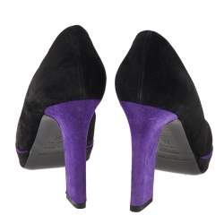 Sergio Rossi Black/Purple Suede Platform Pumps Size 36