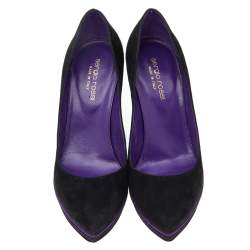 Sergio Rossi Black/Purple Suede Platform Pumps Size 36