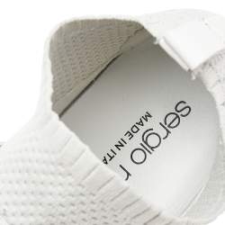 Pre Owned Sergio Rossi White Stretch Knit Slip On Sneakers Size 37