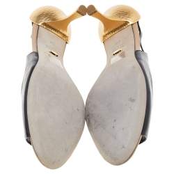 Pre Owned Sergio Rossi Black Patent Leather Peep Toe Pumps Size 38