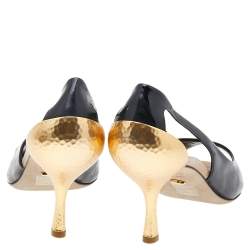 Pre Owned Sergio Rossi Black Patent Leather Peep Toe Pumps Size 38