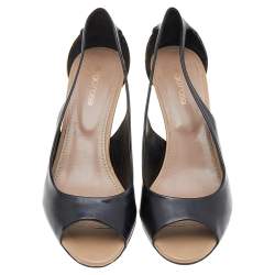 Pre Owned Sergio Rossi Black Patent Leather Peep Toe Pumps Size 38