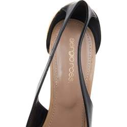 Pre Owned Sergio Rossi Black Patent Leather Peep Toe Pumps Size 38