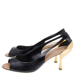 Pre Owned Sergio Rossi Black Patent Leather Peep Toe Pumps Size 38