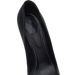 Sergio Rossi Black Satin Knotted Peep Toe Platform Pumps Size 38