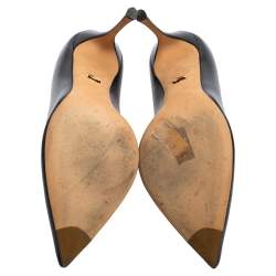 Pre Owned حذاء كعب عالي سيرجيو روسي جلد أسود مقدمة مدببة مقاس 39