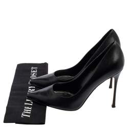 Pre Owned حذاء كعب عالي سيرجيو روسي جلد أسود مقدمة مدببة مقاس 39