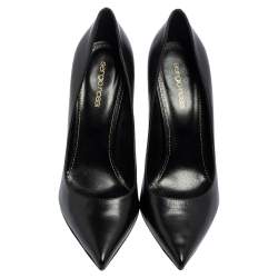 Pre Owned حذاء كعب عالي سيرجيو روسي جلد أسود مقدمة مدببة مقاس 39