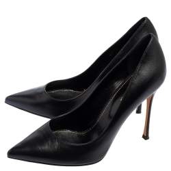 Pre Owned حذاء كعب عالي سيرجيو روسي جلد أسود مقدمة مدببة مقاس 39