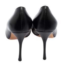 Pre Owned حذاء كعب عالي سيرجيو روسي جلد أسود مقدمة مدببة مقاس 39