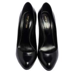 Sergio Rossi Black Leather Round Toe Pumps Size 39.5