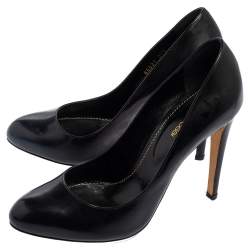 Sergio Rossi Black Leather Round Toe Pumps Size 39.5