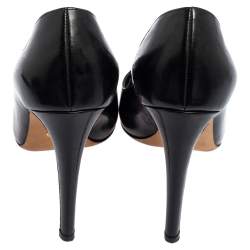 Sergio Rossi Black Leather Round Toe Pumps Size 39.5
