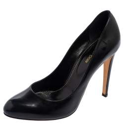 Sergio Rossi Black Leather Round Toe Pumps Size 39.5