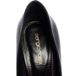 Sergio Rossi Black Leather Round Toe Pumps Size 39.5