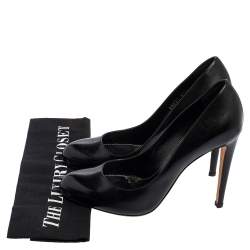 Sergio Rossi Black Leather Round Toe Pumps Size 39.5
