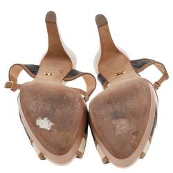 Sergio Rossi Multicolor Stingray Embossed Leather, Leather, and Suede Ankle Strap Platform Sandals Size 37.5