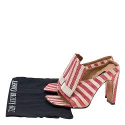 Sergio Rossi Multicolor Striped Fabric Slide Sandals Size 36