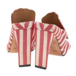 Sergio Rossi Multicolor Striped Fabric Slide Sandals Size 36