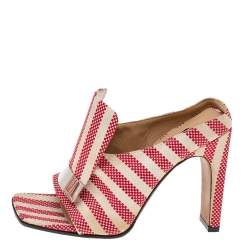 Sergio Rossi Multicolor Striped Fabric Slide Sandals Size 36