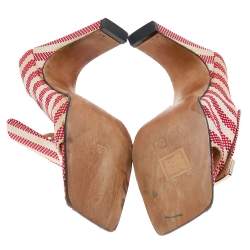 Sergio Rossi Multicolor Striped Fabric Slide Sandals Size 36