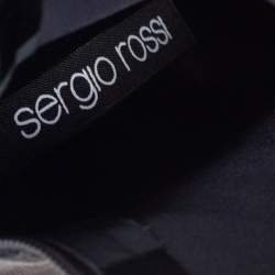 Pre Owned Sergio Rossi Black Leather Block Heel Ankle Boots Size 39