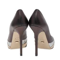 حذاء كعب عالي سيرجيو روسي جلد ثلاثي اللون مقاس 37.5