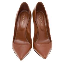 Sergio Rossi Brown Leather Pointed Toe Pumps Size 36