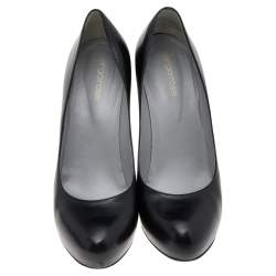 Sergio Rossi Black Leather Round Toe Pumps Size 40.5