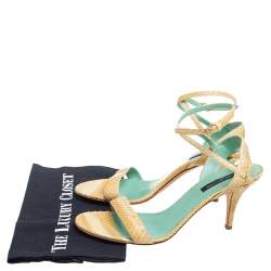 Sergio Rossi Yellow Python Leather Ankle Strap Sandals Size 41