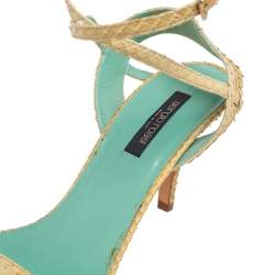 Sergio Rossi Yellow Python Leather Ankle Strap Sandals Size 41
